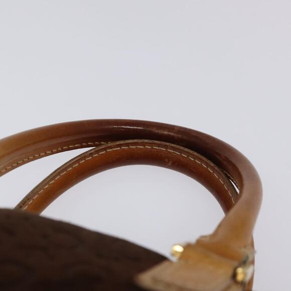 CELINE C Macadam Canvas Hand Bag Suede Brown Gold - Picture 8 of 12
